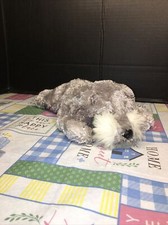 FAO Schwarz Schnauzer Puppy Dog 11" Laying Plush Gray Stuffed Animal Plush Htf