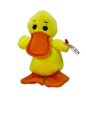 Quackers Beanie Baby Duck With Tags - Born April 19, 1994 - Retired - Read Tags