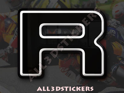 3D Stickers Resin Domed LETTER R - Color Black - 50 mm(2 inches ...