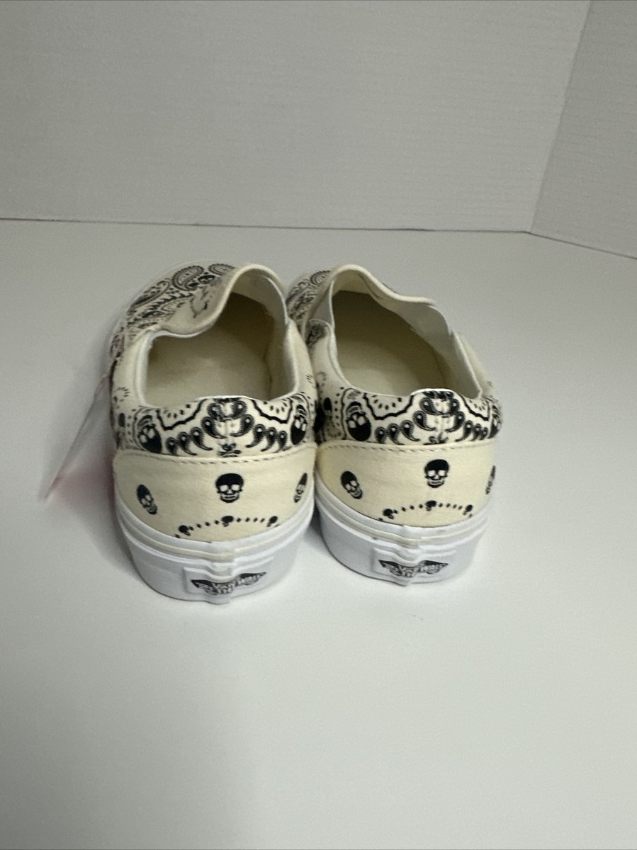Vans Slip On Skull Bandana Off White Mens Size 8 Men