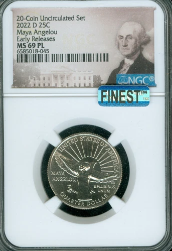 2022 D MAYA ANGELOU WOMEN QUARTER NGC MS69 PL MAC FINEST & SPOTLESS .