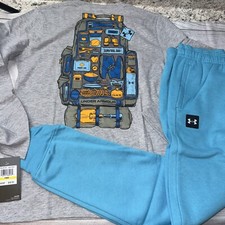 Under Armour Boys Youth Medium 10/12 Hiking Blue Long Sleeve Outfit Set NEW