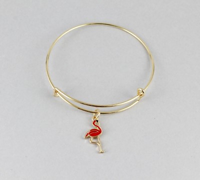 Flamingo bracelet Pink flamingo bangle expandable thin skinny bangle gold