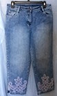 TOGETHER 100% Cotton Cropped Capri Jeans with Battenberg lace SIZE 8 — photo 2