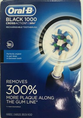 Oral-B Black 1000 Cross Action Power Rechargeable Electric Toothbrush Open Box