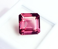 9.55 Ct Rhodolite Garnet Raspberry Pink Square Cut Certified Loose Gemstone