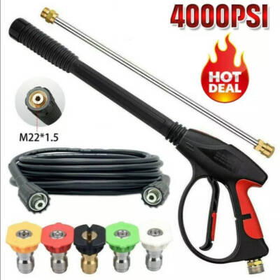 High Pressure 4000PSI Car Power Washer Gun Spray Wand Lance Nozzle and Hose Kit