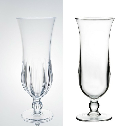 Plastic Hurricane Cocktail Glasses, Plain or Crystal Hurricane Style