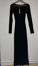SKIMS Soft Lounge Long Sleeve Ribbed Scoop Neck Dress Onyx BLK Size XS NWT Read