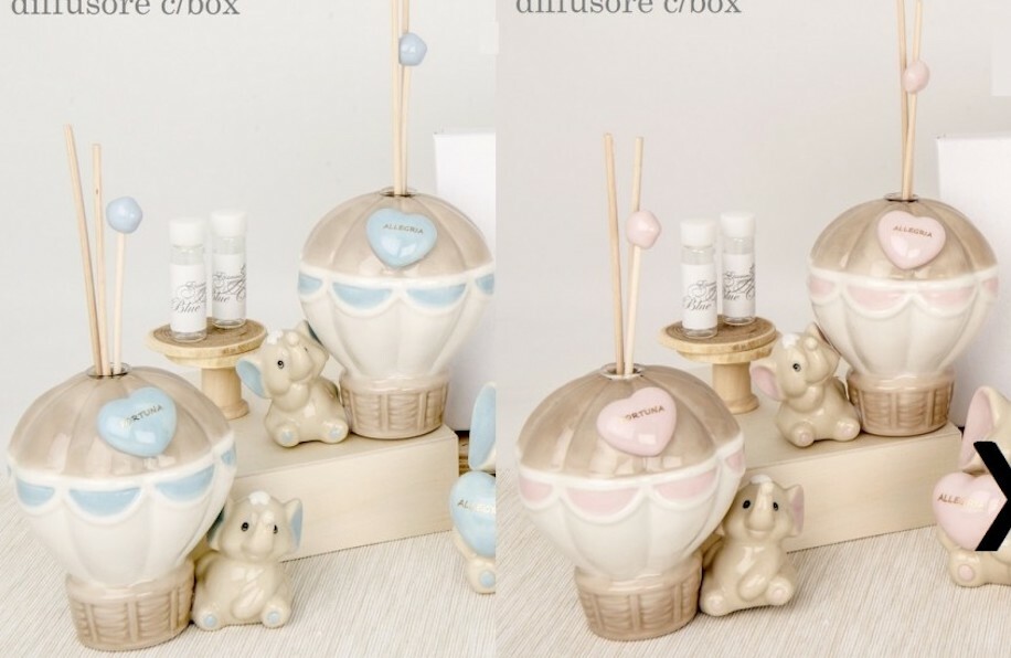 Profumatore Bomboniera Battesimo Bimba Elefante - Kit Fai Da Te In Ceramica (6 Cm) Con Etichette Personalizzabili - 2
