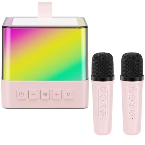 Mini Karaoke Machine for Kids Adults - Portable Bluetooth Karaoke Speaker Pink