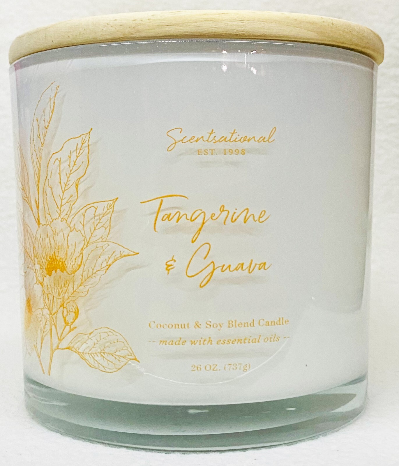 1 Scentsational TANGERINE GUAVA Coconut Soy Blend Large Candle Glass 26