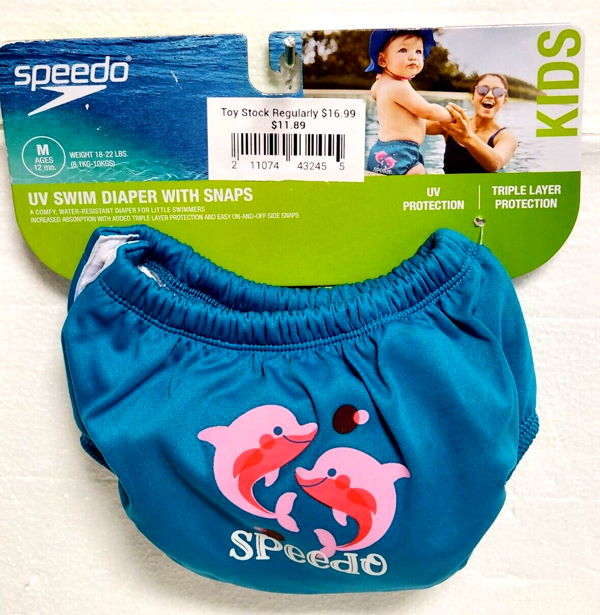 SPEEDO 競パン Sサイズ 裏布ナシ Speedo Swim Diaper With Snaps Size M 12M 18 to 22 lbs. - Pink