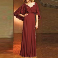 Chiffon A Line Mother Of the Bride Dress Lace Appliques Floor Length Grace