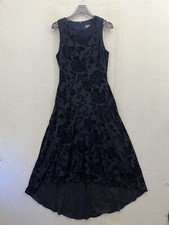 Vince Camuto Velvet Floral Navy Hi Low Sleeveless Dress Size 4