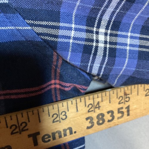Claiborne Mens XL Button Down Shirt Blue Red Plaid Long Sleeve Casual Classic - Picture 7 of 10