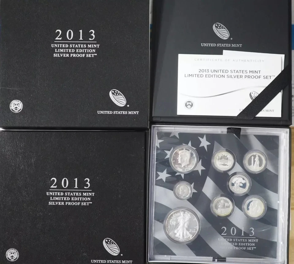 💥  2013 US Mint Limited Edition Silver Proof Set w/Box & COA OGP 8 Coins - Image 2 of 4