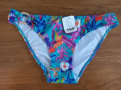 NEW Aubade Swimwear Bikini Bottoms Blue Paradise Parrot Size S