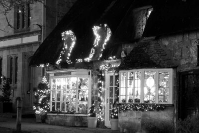 Broadway Weihnachtsbeleuchtung Cotswolds Worcestershire England Foto Bild