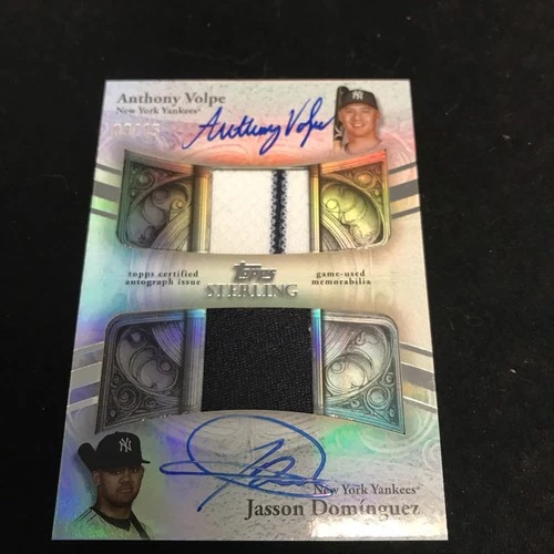 ANTHONY VOLPE & JASSON DOMINGUEZ 2025 TOPPS STERLING DUAL PATCH AUTO #09/15