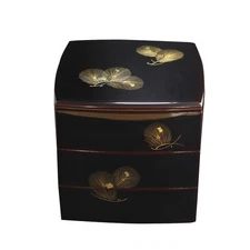 Japanese Echizen 3-Tier Lacquered Jubako Box 18 cm Wooden Osechi Bento Stackable