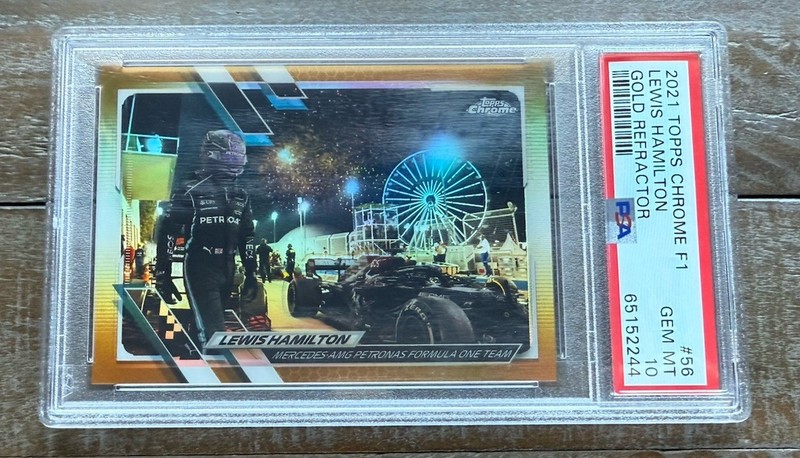 2021 Topps Chrome Formula 1 #56 Lewis Hamilton Gold /50 PSA 10 Hamchella