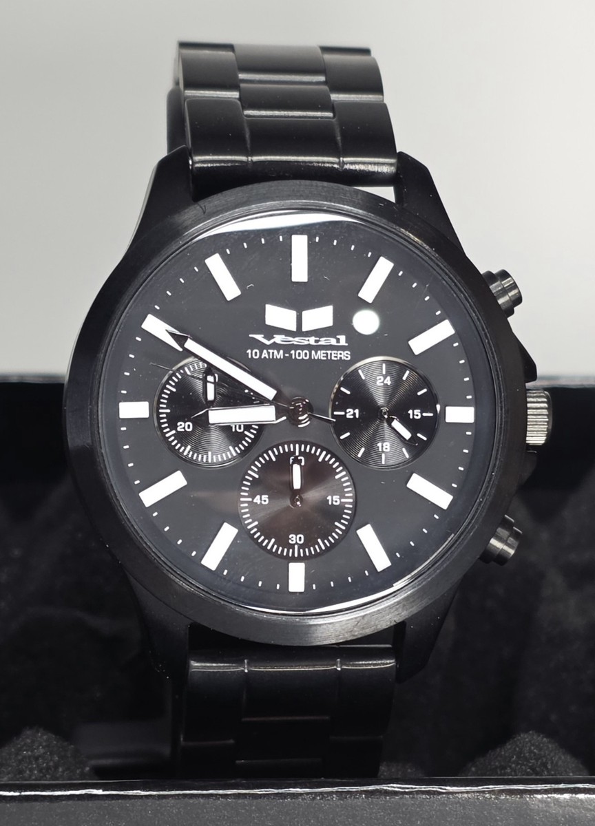New Vestal Heirloom Chrono Analog Display Japanese Quartz Black
