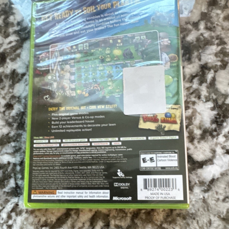 Plants vs. Zombies - Xbox 360, PopCap Games, Manual Included ...