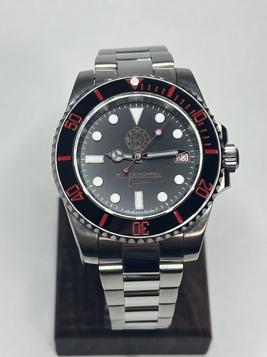 Firefighter Custom Submariner Watch | 40mm 316L Case NH35 | Stainless Steel Band - Picture 1 of 11