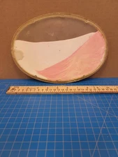 Vintage Window Sill Sand Art Oval Kinetic Desk Decor Display Pink White 9.5"