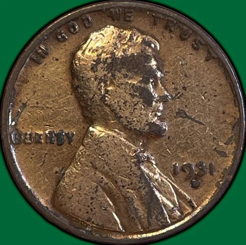 1931-D Lincoln Wheat Cent Very Good VG Coin, Cleaning #36172