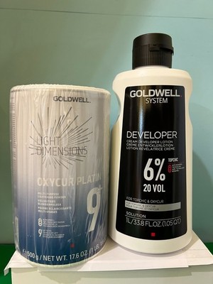 Goldwell Light Dimensions Oxycur Platin Lightening Powder 9+ & Developer For 2