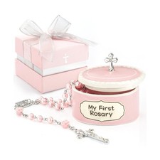 Baptism Gifts for Girl - My First Rosary with Ceramic Keepsake ... USA FAST SHIP