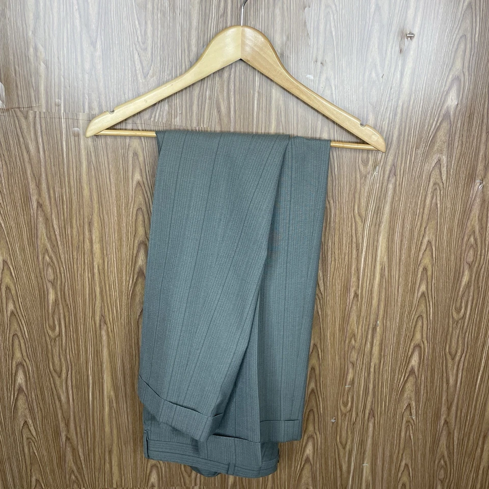 Traje Kuppeheimer 2 Piezas Para Hombre 40L 36x30 Verde Multicolor Rayas Lana Hecho en EE. UU. Foto 2 de 4