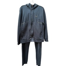 Hugo Boss Mens Tracksuit Medium Black Gold Logo Zip Hoodie Joggers