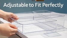Adjustable Drawer Organizer Divider Kitchen Storage Box Clear Plastic Tray Cutle