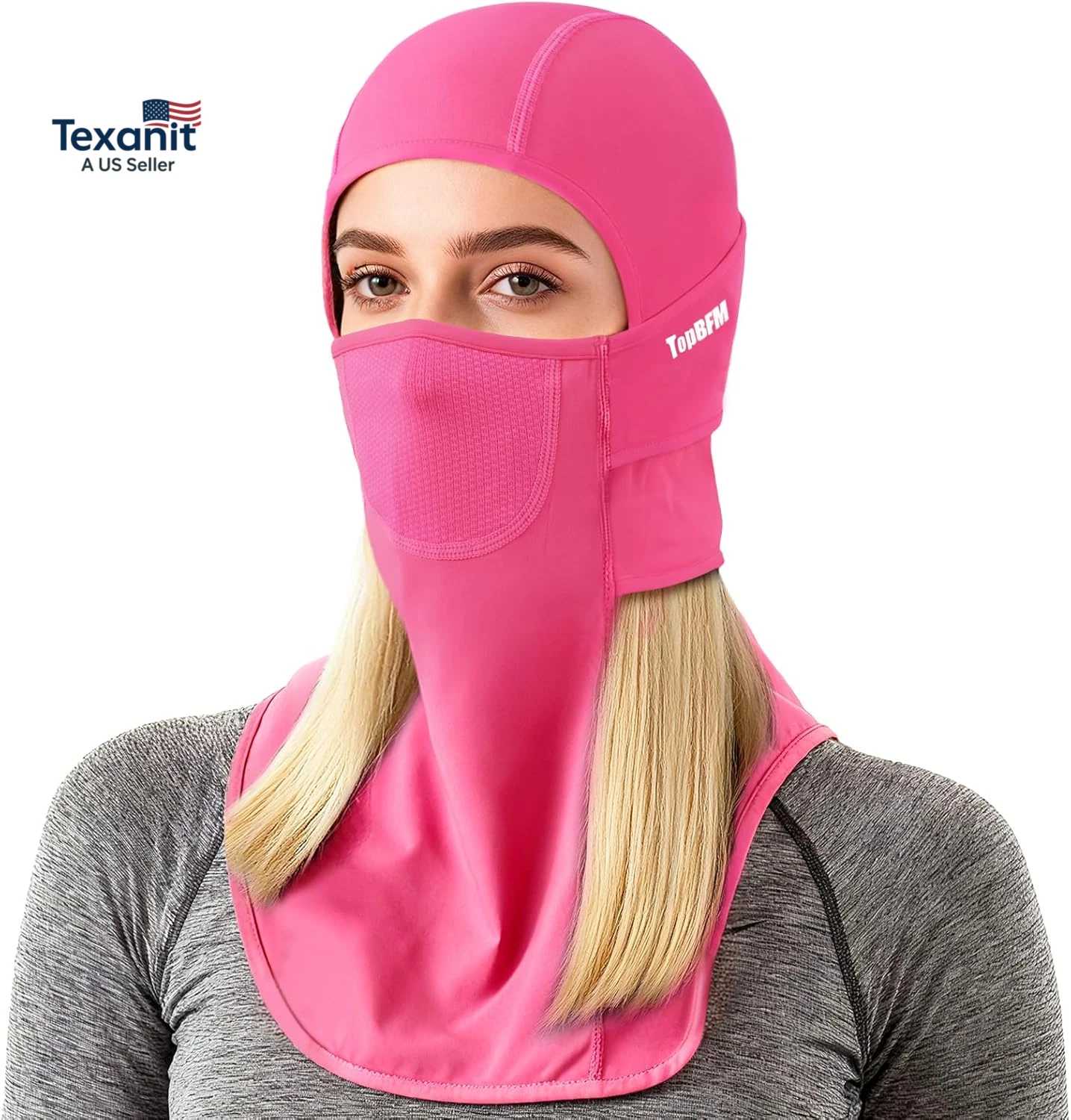 Ski Mask for Women with Long Hair, Movable Thermal Balaclava, Cold Weather Face