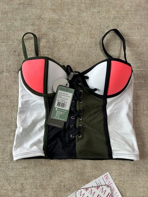 30A/BMoontide Bikini Oberteil Sportlich Splice Dual Cup Mieder Tankini Oberteil Bademode