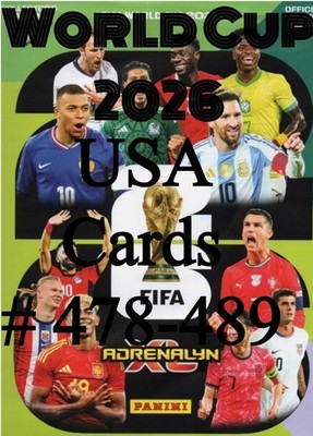 United States USA Panini Adrenalyn XL World Cup 2026 Cards # 478-489