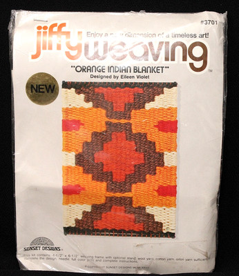 Vintage Sunset 1977 JIFFY WEAVING Kit ''Orange Indian Blanket'' #3701 NOS SEALED