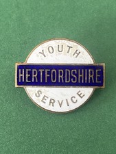 Vintage Brass Enamel Badge / Brooch / pin Hertfordshire Youth Service