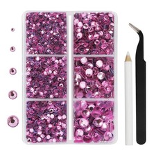 Hotfix Rhinestones 3960pcs, Pink Rhinestone for Clothes, Hot Fix Crystals Rhi...