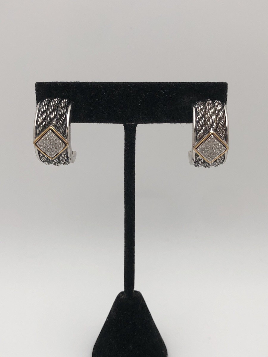 Heng Ngai Sterling Silver 925 Vermeil Gold Diamond Post Earrings