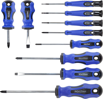 10-Piece Magnetic Screwdriver Set 6 Phillips and 4 Flat, Professional Cushion Gr