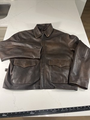 US Wings Brown Leather Jacket XL Pilot Top Gun Aviator Indiana Jones