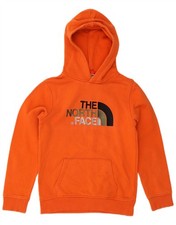 THE NORTH FACE Boys Graphic Hoodie Jumper 11-12 Years Large  Orange Cotton DN19