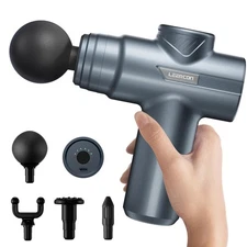 Mini Massage Gun, Compact Deep Tissue Massager, 6 Speeds, 4 Heads, Ideal Gift...