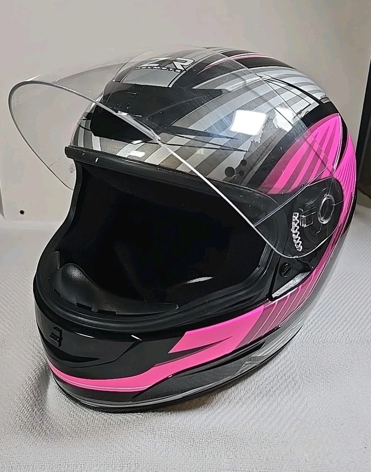 ZR1 Full Face Helmet With Visor- Pink & Silver- Size Large- DOT Certified Foto 2 de 4