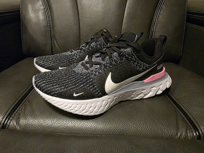 Nike React Infinity Run FlyKnit Black White Pink Men's Athletic Sneakers 11.5M