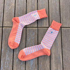 Polo Ralph Lauren Men orange stripe trouser socks size 10-13